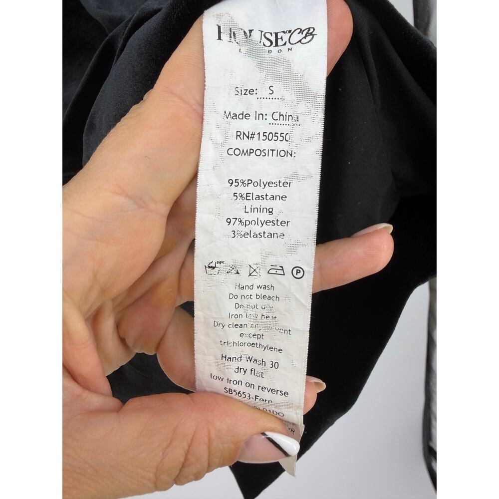 House of CB Black Velvet Midi Pencil Skirt S Bodycon High Waist Holiday Party - Picture 6 of 16